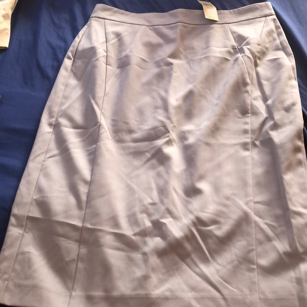 Grey pencil skirt with zipper and clips in back